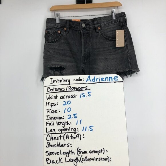 NWT Levi's charcoal wash distressed 501 skinny short shorts frayed hem 28 - Picture 15 of 16